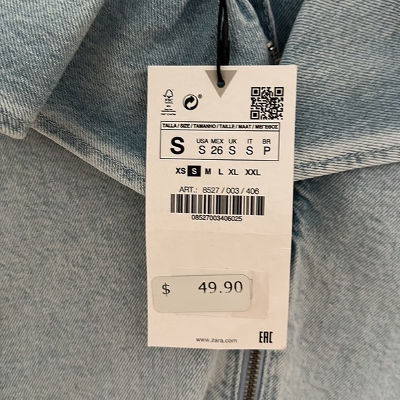 BNWT Zara Low Back Ruffle Denim Mini Dress - Picture 3 of 4